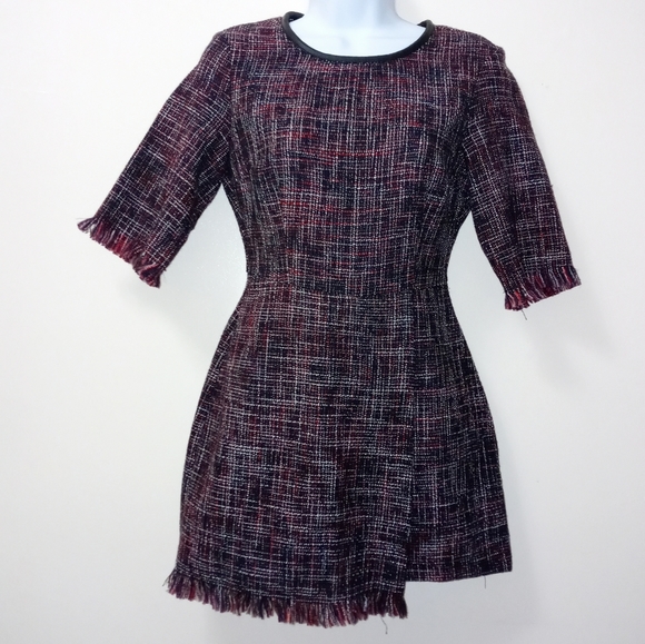 BERSHKA TWEED ROMPER DRESS HALF SLEEVE ROUND NECK SMALL - Picture 2 of 14